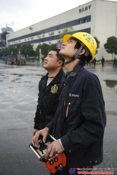 Sany operator preparing the machine for the stricken nuclear plant